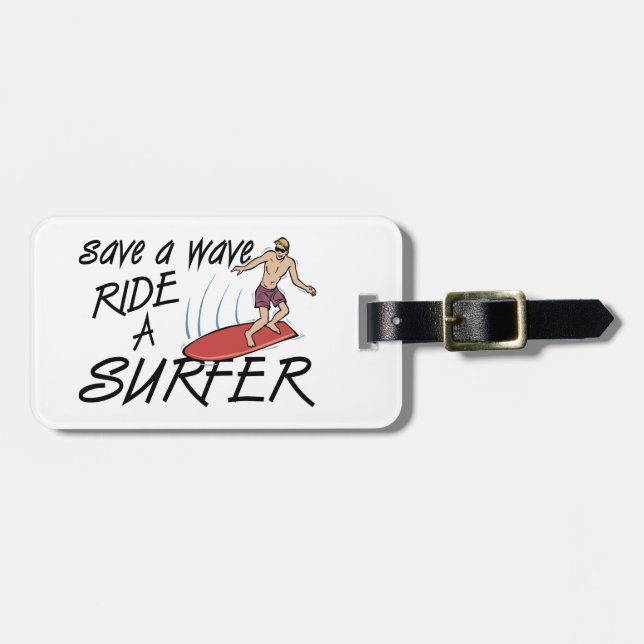 Retten Sie einer Wellen-Fahrt einen Surfer Gepäckanhänger (Vorderseite horizontal)