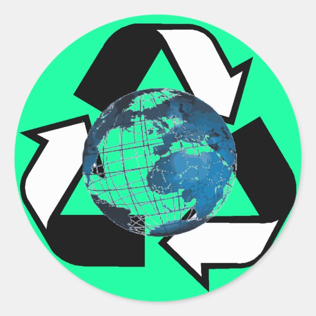 Retten Sie Energie, recyceln Sie Runder Aufkleber (Vorderseite)