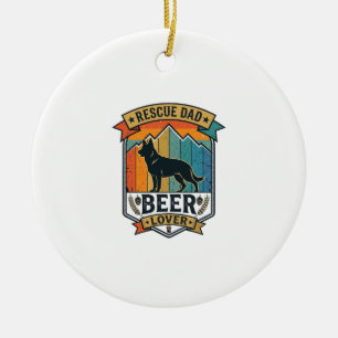 Retten Sie Papa Bierliebhaber Hund Vintage-Sonnenu Keramik Ornament