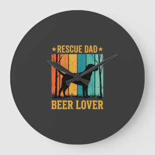 Retten Sie Papa Bierliebhaber Vintage Hund Große Wanduhr