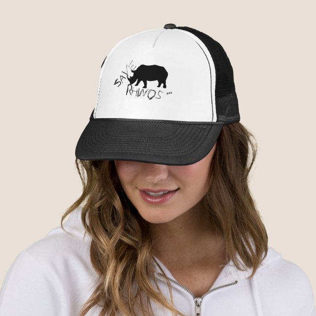 Retten Sie Rhinos Funky Hut-Kappe Truckerkappe (Beispiel)