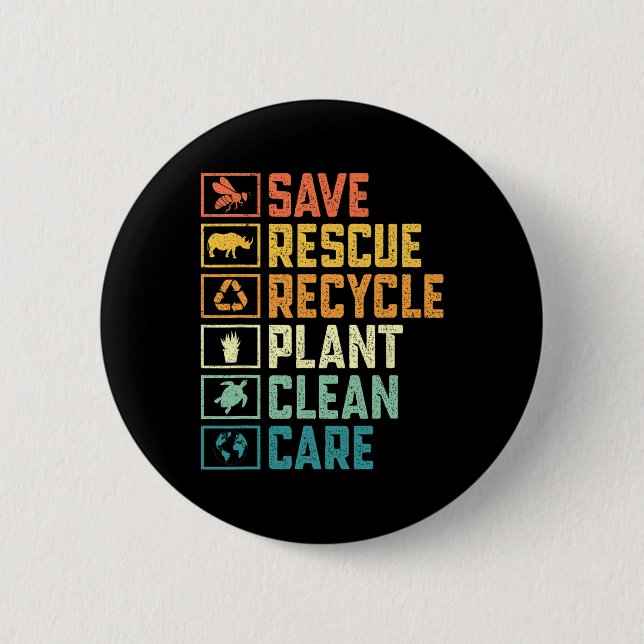Rettend Bienenrettungstiere Recycelte Plastic Eart Button (Vorderseite)