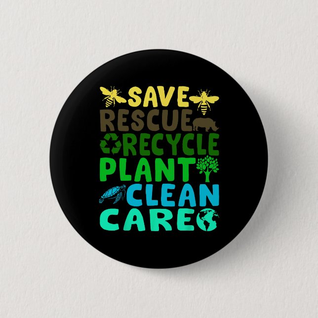 Rettend Bienenrettungstiere Recycelte Plastic Eart Button (Vorderseite)