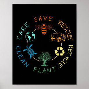 Rettend Bienenrettungstiere Recycelte Plastic Eart Poster