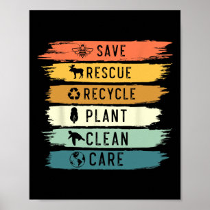 Rettend Bienenrettungstiere Recycelte Plastic Eart Poster