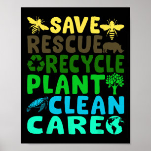 Rettend Bienenrettungstiere Recycelte Plastic Eart Poster