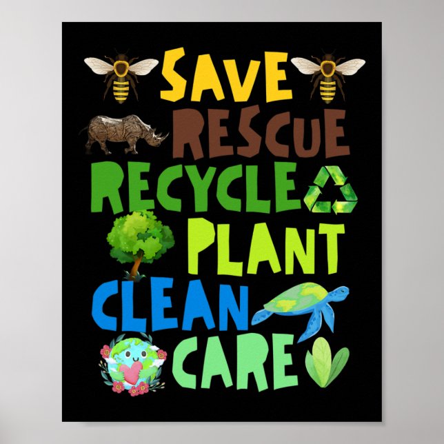 Rettend Bienenrettungstiere Recycelte Plastict Ear Poster (Vorne)