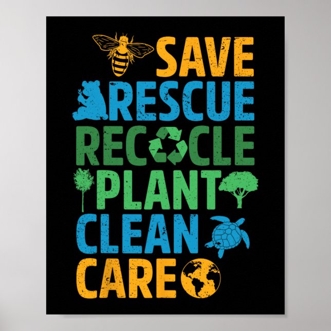 Rettend Bienenrettungstiere Recycelte Plastict Ear Poster (Vorne)