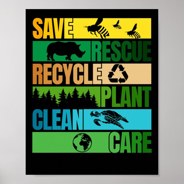 Rettend Bienenrettungstiere Recycelte Plastict Ear Poster (Vorne)