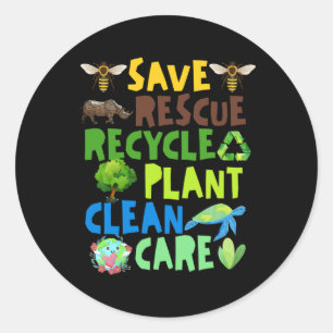 Rettend Bienenrettungstiere Recycelte Plastict Ear Runder Aufkleber