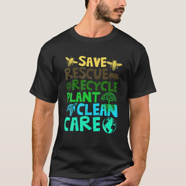 Rettend Bienenrettungstiere Recycelte Plastict Ear T-Shirt (Vorderseite)