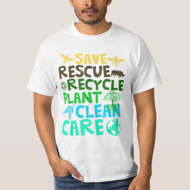 Rettend Bienenrettungstiere Recycelte Plastict Ear T-Shirt (Vorderseite)