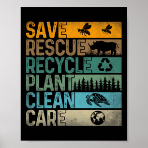 Rettend Bienenrettungstiere Recycelte Plastik-Fun- Poster