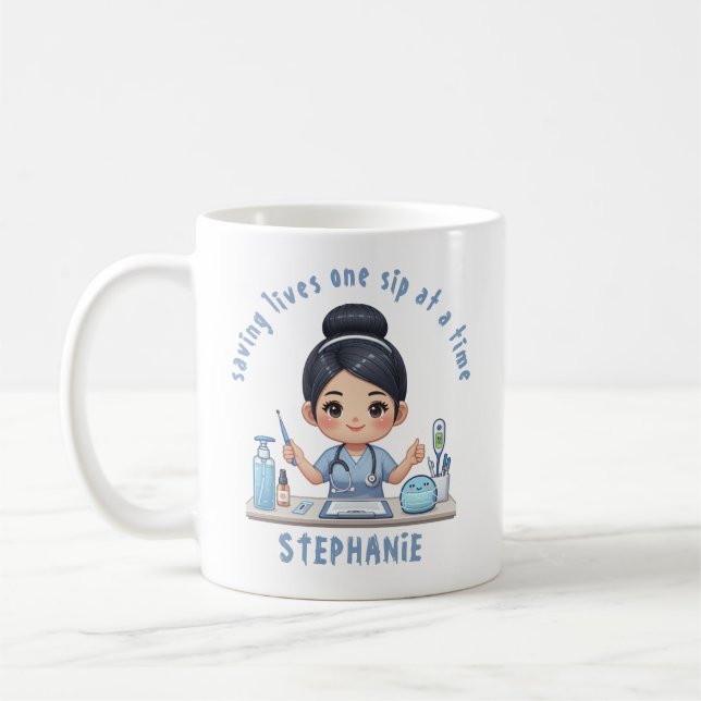 Rettend lebt eine Sippe bei einer Time Nurse Kaffe Kaffeetasse (Links)