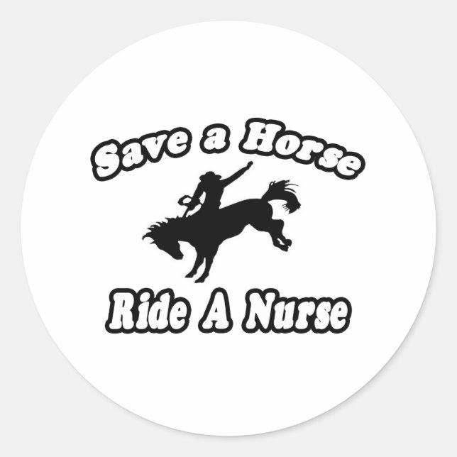 Rettend Pferd, Ride Nurse Runder Aufkleber (Vorderseite)