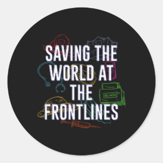 Rettend Welt in vorderster Front für das medizinis Runder Aufkleber
