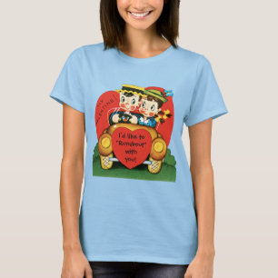 Retter Valentinstag, Vintage Junge und Mädchen im  T-Shirt