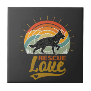 Retterliebe Hund Retro Sonnenuntergang Bäume Fliese