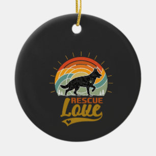 Retterliebe Hund Retro Sonnenuntergang Bäume Keramik Ornament