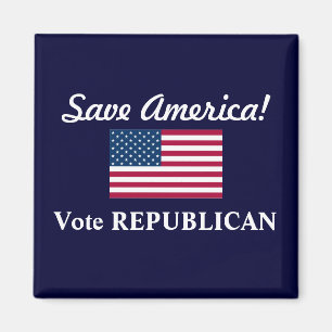 Rettet Amerika!/Wählt REPUBLIKANER+US-Flagge Magnet