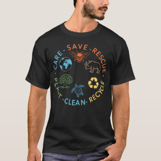 Rettet Bienen Rettet Tiere Recycelt Plastik Erde T-Shirt