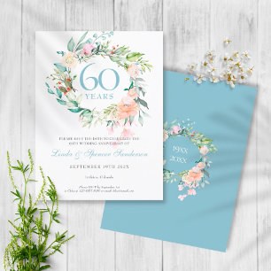 Rettet das Datum 60. Diamantene Hochzeitstag Flora Ankündigungspostkarte