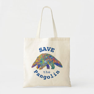 Rettet das Pangolin Farbige bedrohte Tier Kunst Tragetasche