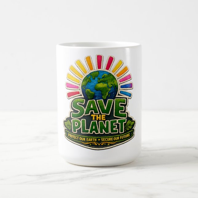 🌍☕ „Rettet den Planeten“-Tasse🌱 Kaffeetasse (Mittel)