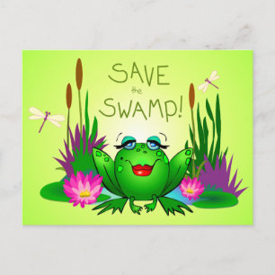 Rettet den Sumpf Femme Fatale Frosch Grün Postkarte