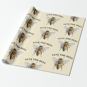Rettet die Bienen Beige Geschenkpapier