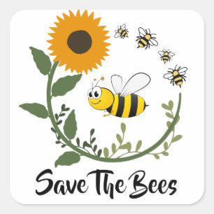 Rettet die Bienen Earth Day Quadratischer Aufkleber
