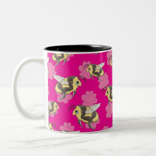 Rettet die Bienen rosa Blumen Zweifarbige Tasse