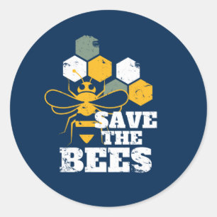 Rettet die Bienen Vintage Retro Honig Imker Runder Aufkleber