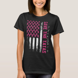 Rettet die Brustkrebsaufklärung USA-Flagge Pink T-Shirt