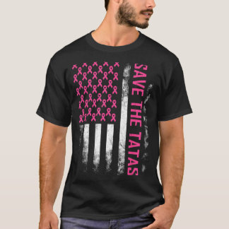 Rettet die Brustkrebsaufklärung USA-Flagge Pink T-Shirt