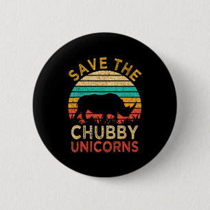 Rettet die dicken Einhörner Vintage lustiger Rhino Button