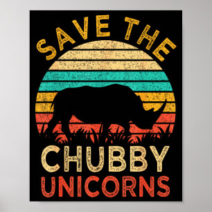 Rettet die dicken Einhörner Vintage lustiger Rhino Poster