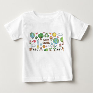 Rettet die Erde Kinderzeichnung  Buntstift Bleisti Baby T-shirt