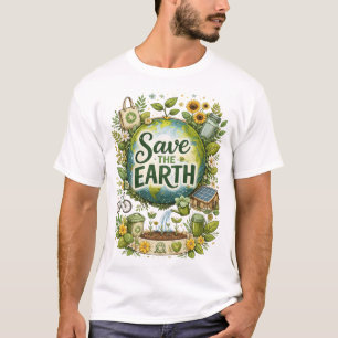Rettet die Erde – Ökofreundliche Naturillustration T-Shirt