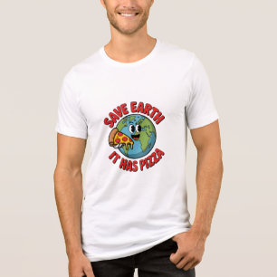 Rettet die Erde Sie hat Pizza Lustiger Umweltschüt Tri-Blend Shirt