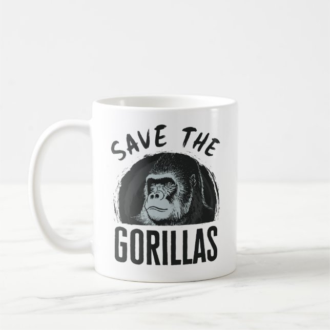 Rettet die Gorillas Gorilla gefährdet Ausrottung Kaffeetasse (Links)
