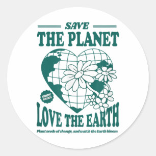 Rettet die Liebe des Planeten und rettet den ökolo Runder Aufkleber