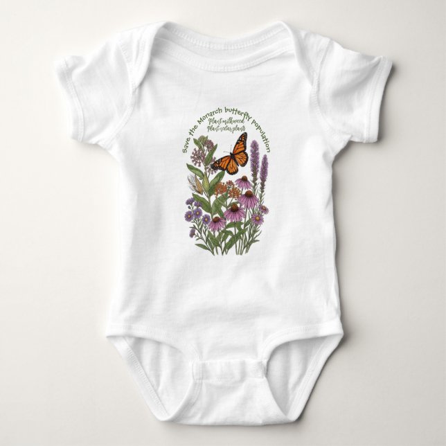 Rettet die Monarch-Schmetterlingspopulation Baby Strampler (Vorderseite)
