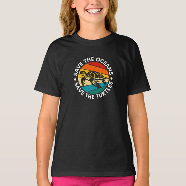 Rettet die Ozeane Rettet die Schildkröten T-Shirt (Vorderseite)