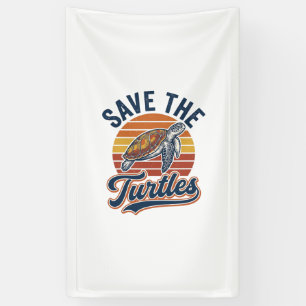 Rettet die Schildkröten Vintage Meeresschildkröte Banner