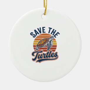 Rettet die Schildkröten Vintage Meeresschildkröte Keramik Ornament