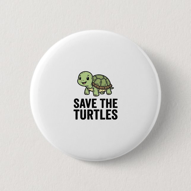 Rettet die Schildkröten Vintage Schildkrötenschutz Button (Vorderseite)