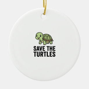 Rettet die Schildkröten Vintage Schildkrötenschutz Keramik Ornament