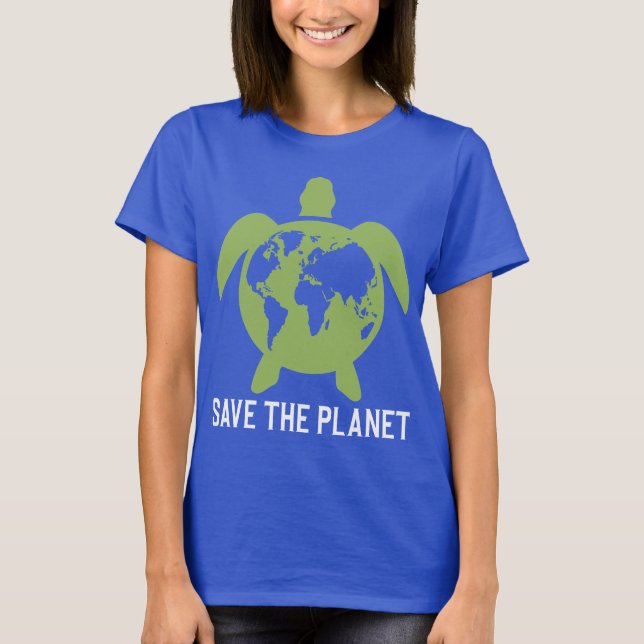Rettet die Silhouette der Planeten-Schildkröten T-Shirt (Vorderseite)