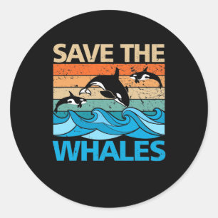 Rettet die Wale Retro Vintage Orca Wal Runder Aufkleber